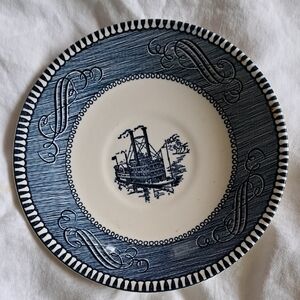 Saucer for Flat Cup Currier and Ives Blue by Royal (USA)